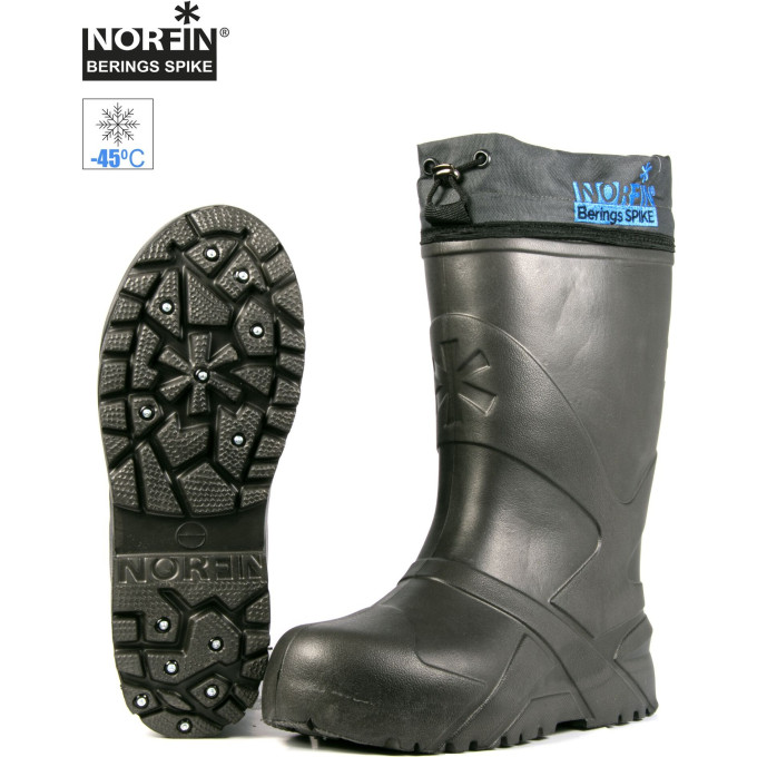Сапоги зимние NORFIN BERINGS SPIKE с манжетой и шипами, антрацит -45С EVA р.36-37 14863-3637